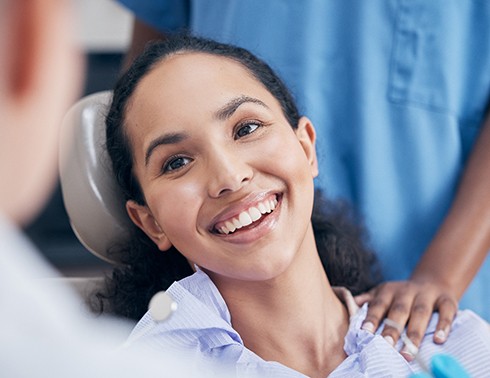 smiling dental patient with a clean, strong teeth and gums 
