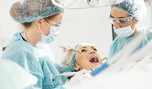 Patient receiving dental treatment