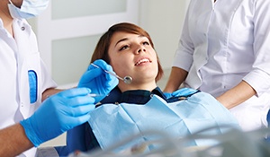 Relaxed woman in dental chair