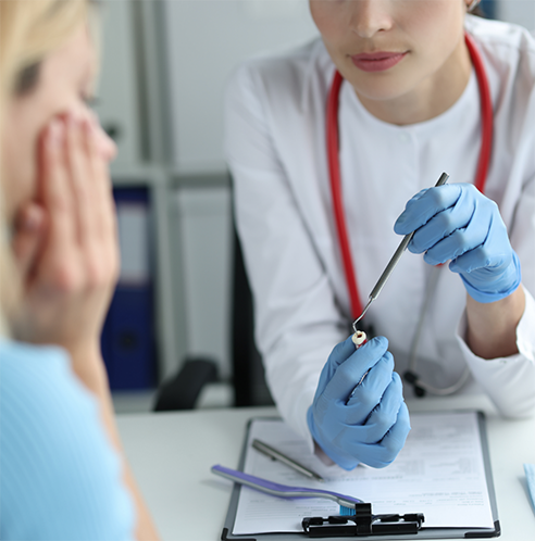 Showing patient model of a dental implant in Midland